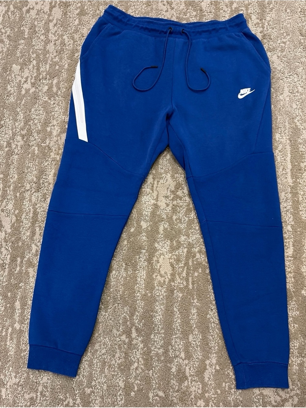 Nike Men's Royal Blue Joggers Pants White Accents Size Large Cotton Blend